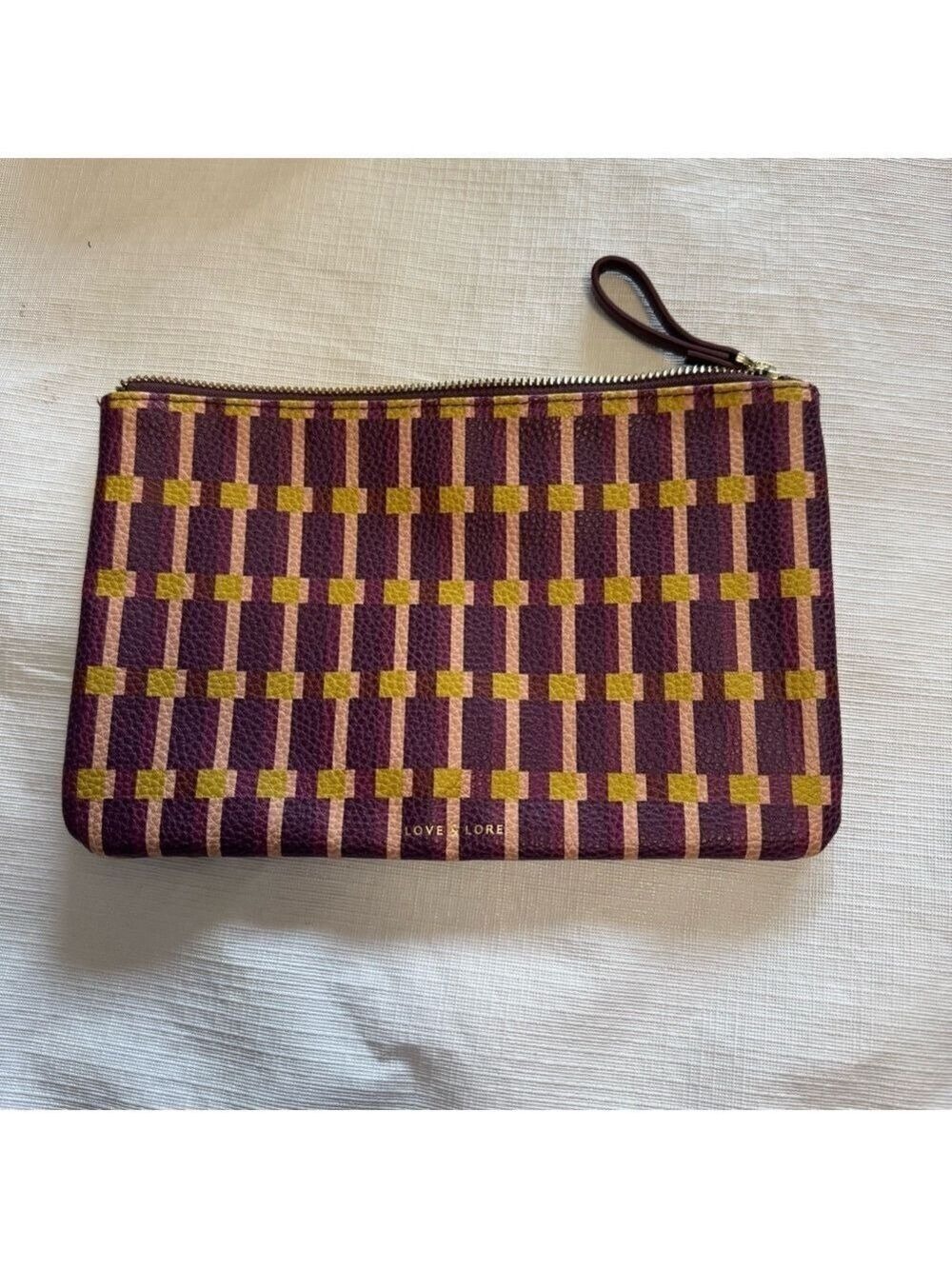 Love & Lore Leather Clutch with Stripes